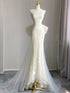 Ivory Lace Mermaid Long Evening Dress with Tulle, Ivory Sweetheart Prom Dress  Party Dress